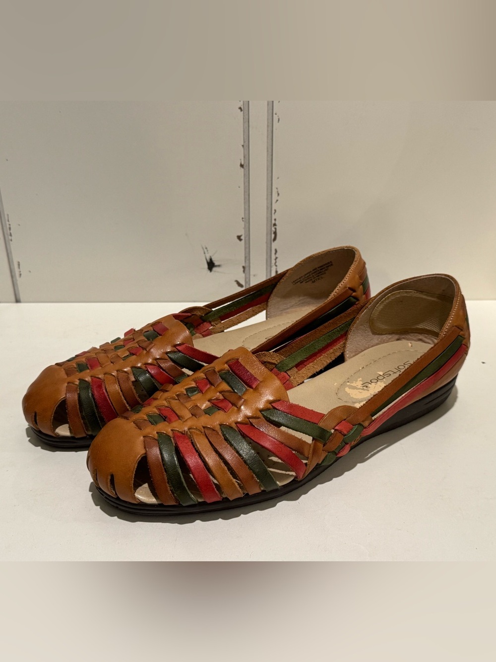 Softspots Trinidad Multicolored Woven Leather Huarache Sandals Women’s 9 W Wide